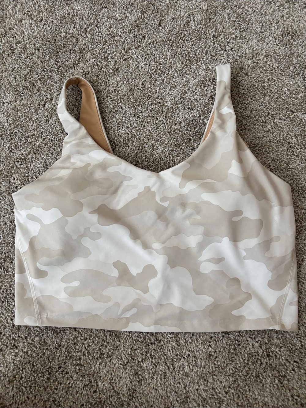 Beige Camo workout Crop Tank Top